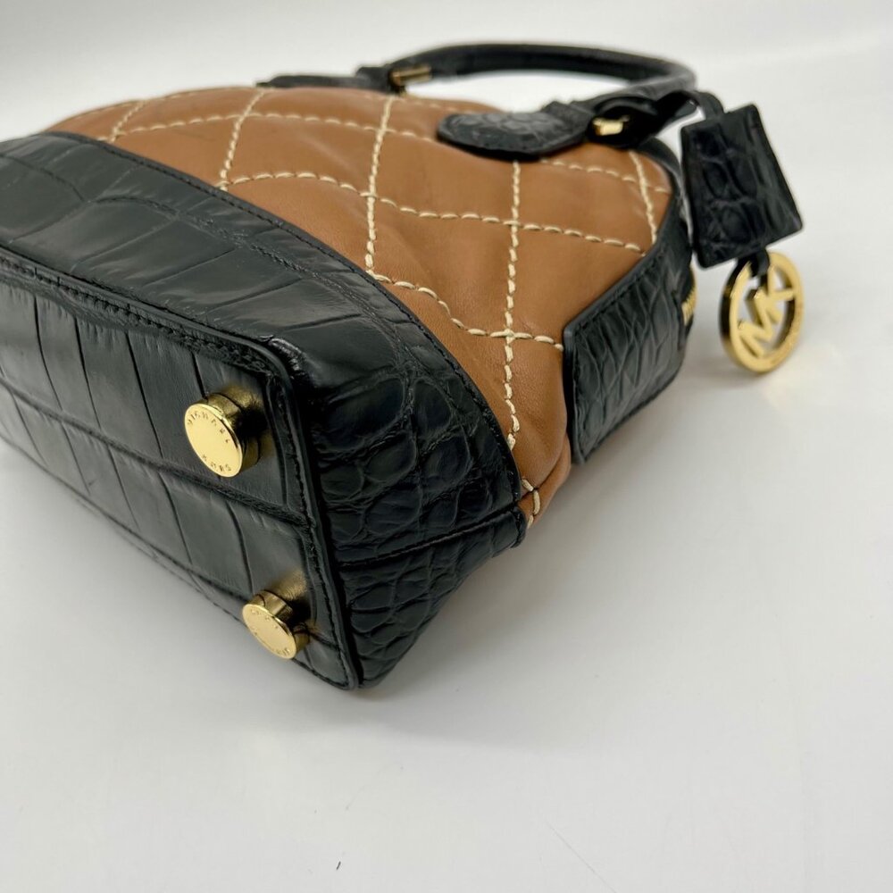 Michael Kors Brown Leather Smythe Dome Satchel Bag - Picture 7 of 11